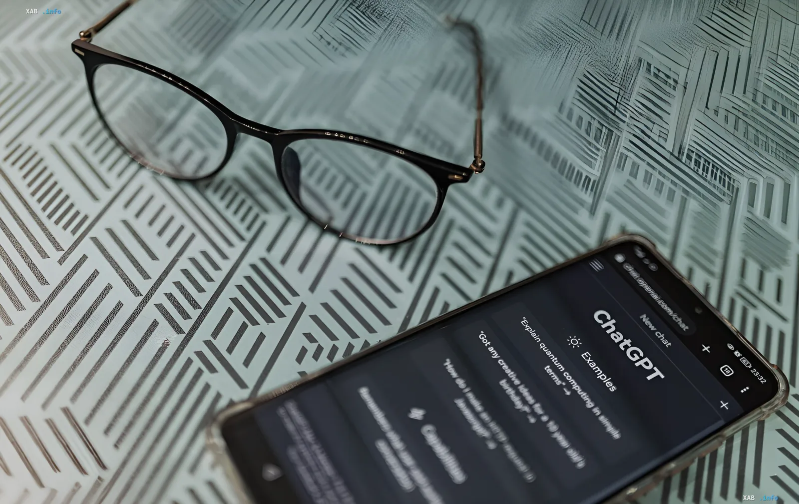 A smartphone displaying the ChatGPT interface on a background of glasses and newspaper, illustrating OpenAI's update to private chats