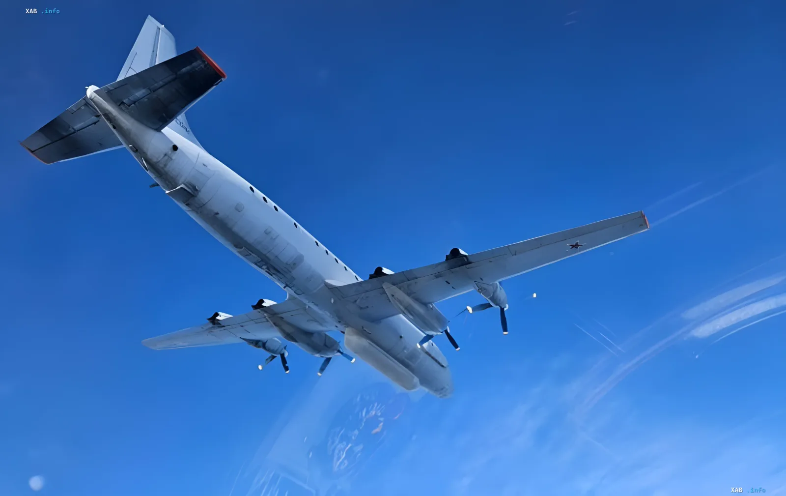 Russian Il-20 aircraft in flight over the Baltic Sea after interception incident with Polish Air Force