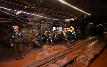 Coal miners in an underground mine as Russia prepares to close unprofitable coal companies amid record losses