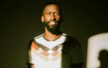 Antonio Rüdiger in the Germany national team jersey — the defender announced his retirement from international football