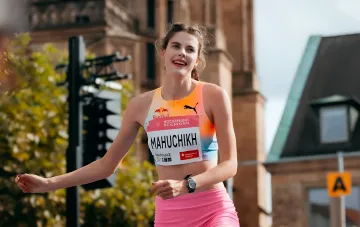 Ukrainian high jumper Yaryna Mahuchikh at the start of the Heilbronn competition — an athlete whose results will count toward the first absolute World Athletics Championship
