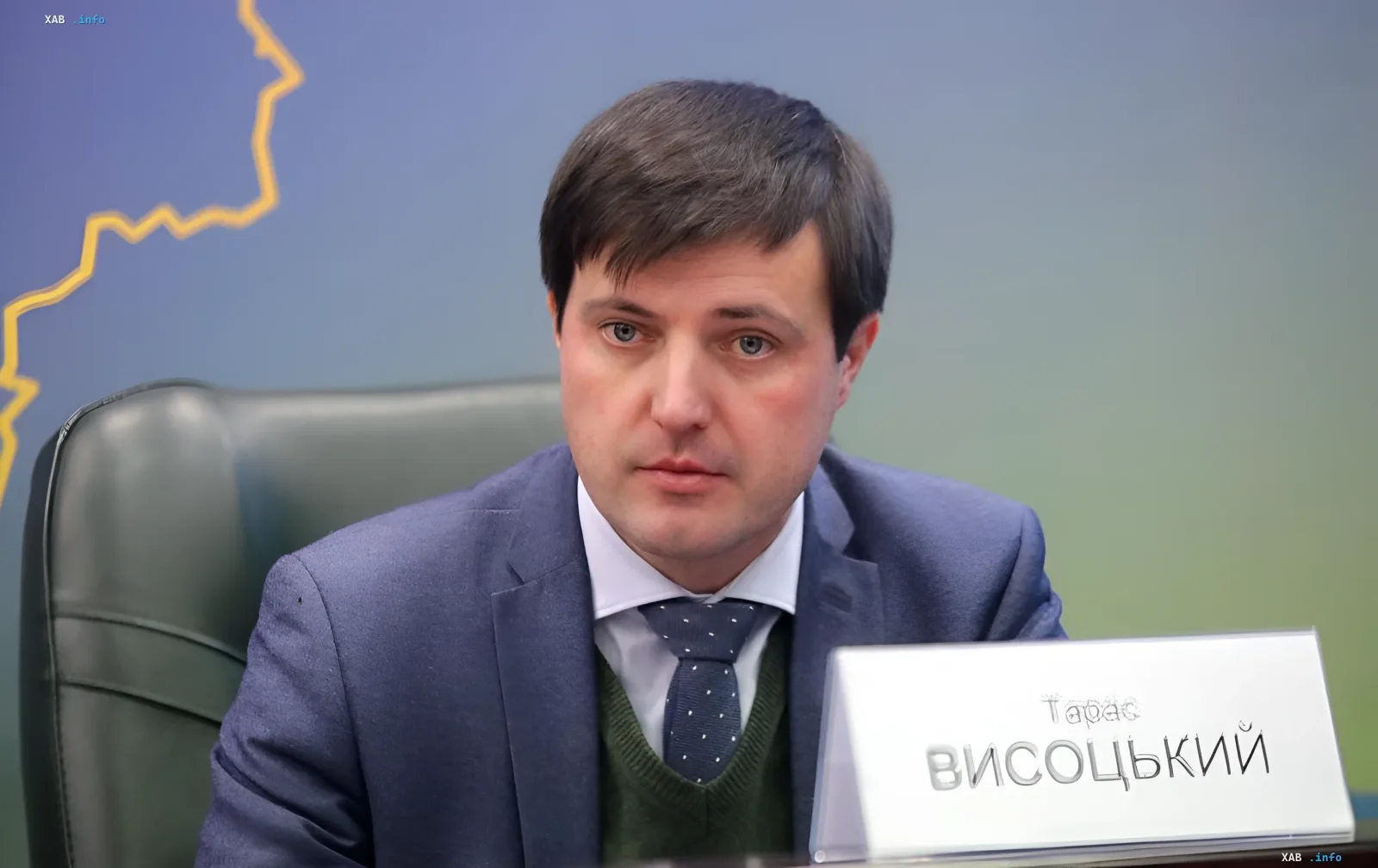 Deputy Economy Minister Taras Vysotskyi at a briefing explaining shop supply disruptions caused by logistics problems