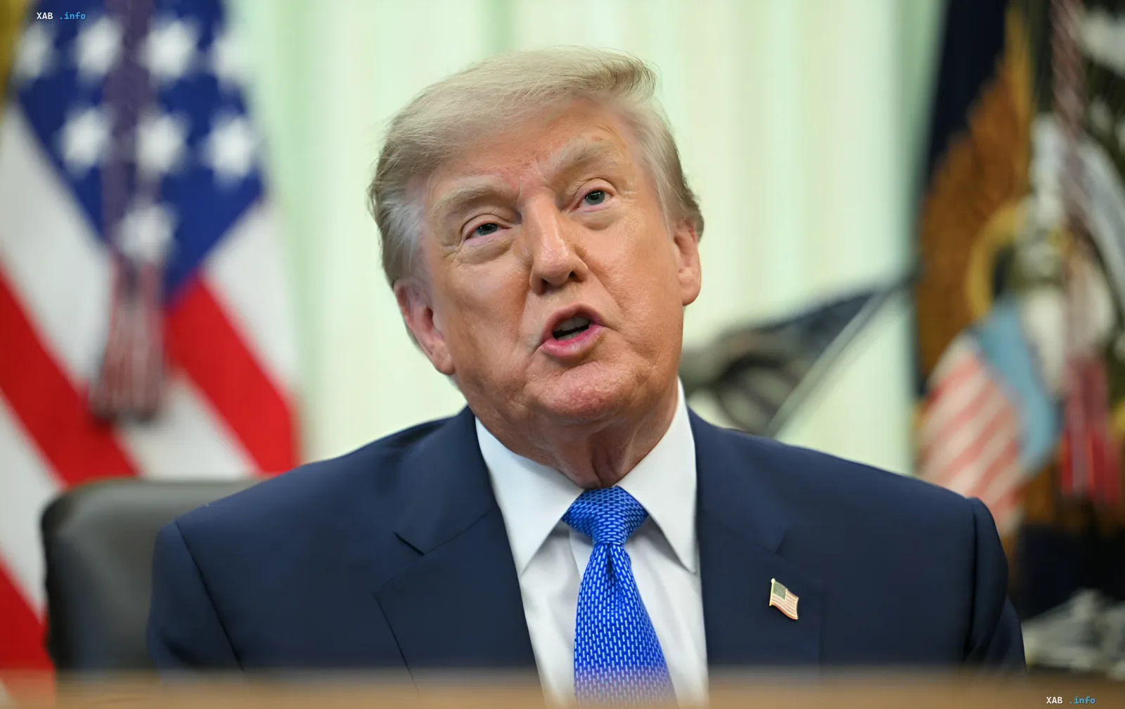 Donald Trump in front of the US flag comments on the Leipzig drone incident and says Putin does not seek to attack NATO