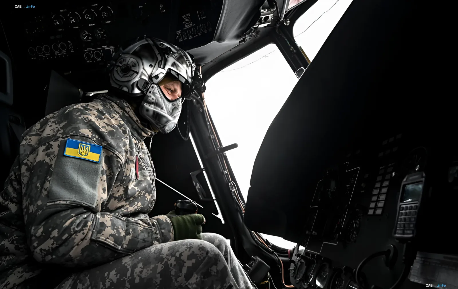 Pilot of a Ukrainian military helicopter in the cockpit amid talks on an air silence during the US envoys' visit to Kyiv