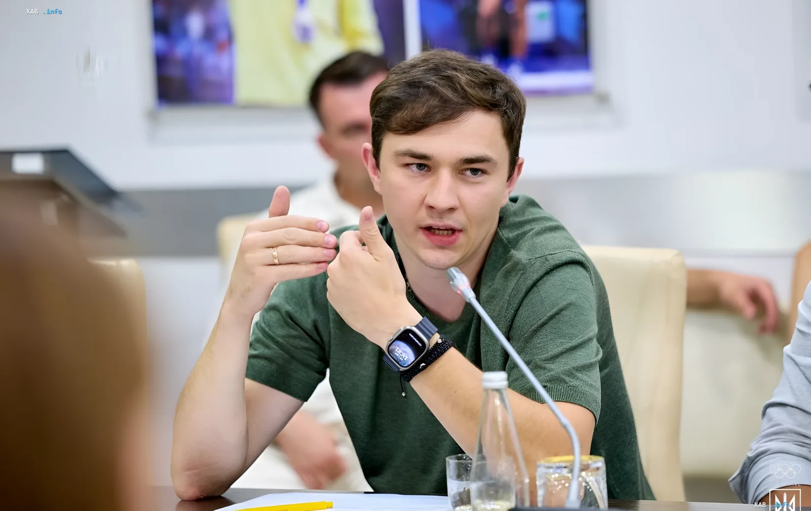 Hockey player Vitaliy Lyalko at the Ukrainian NOC Athletes' Commission meeting