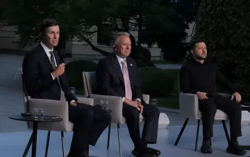Zelensky and US negotiators at a meeting on the rounds of talks between Kyiv, the US, and Europe