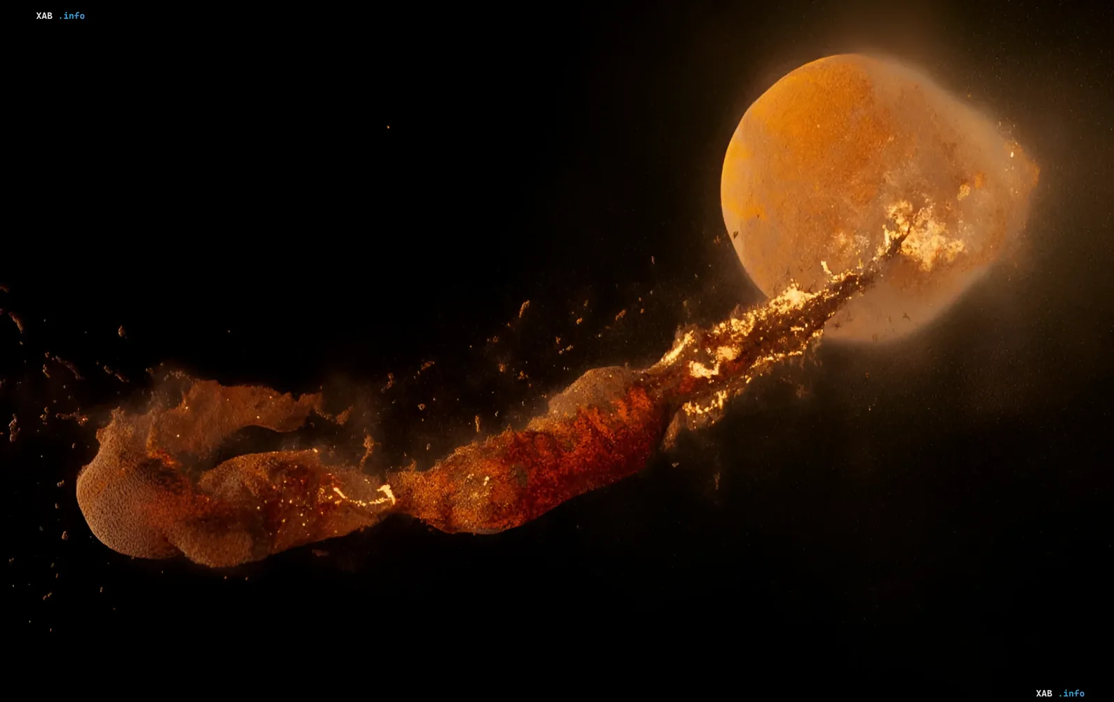 Computersimulation eines Riesenimpacts, bei dem innerhalb weniger Stunden der Mond entstehen konnte