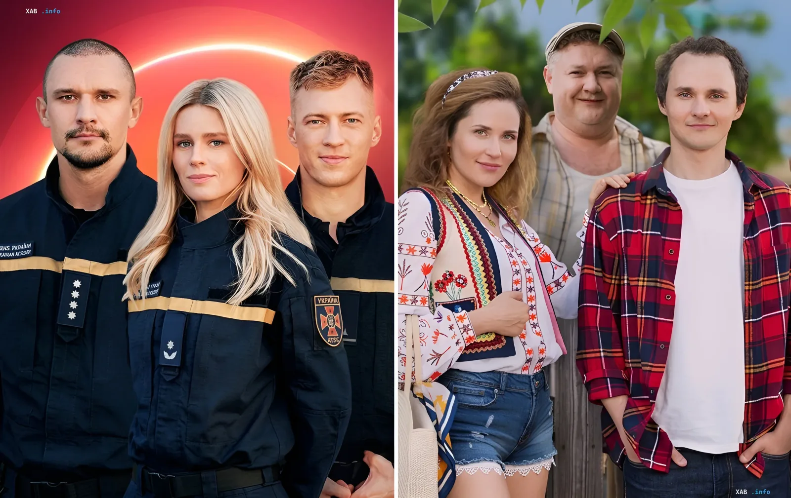 Darsteller ukrainischer Serien in Stills neuer Staffeln: Rettungskräfte in Uniform und Figuren in Zivilkleidung — Hits, die in der Herbstsaison 2026 zurückkehren