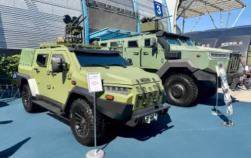 Бронеавтомобили «Сайгак-1» и «Варта-3» на украинском стенде международной выставки MSPO-2026