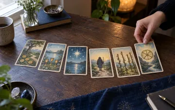 Tarot card spread on a wooden table: reconciliation and hope in the September 10, 2026 horoscope