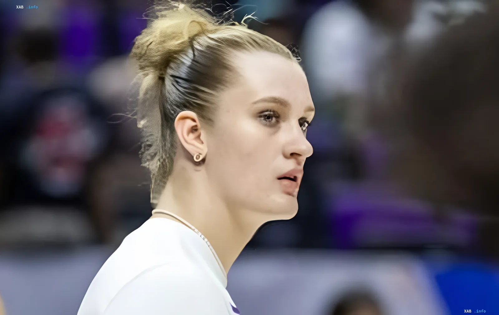 Ukrainian center Koval in an LSU uniform on the basketball court after the NCAA granted her an exception