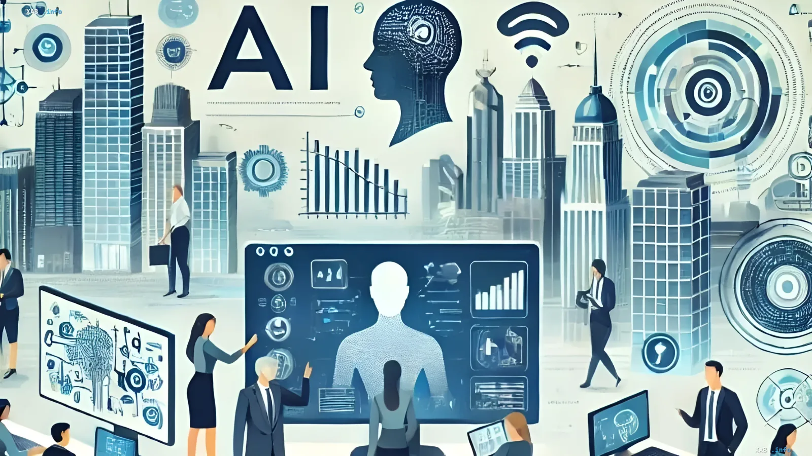 Illustration of artificial intelligence integration in public administration and digital government services