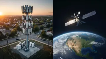 Спутник Starlink на орбите и наземная вышка 5G: SpaceX планирует конкурировать с мобильными операторами