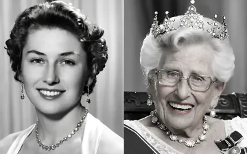 Norwegian Princess Astrid in her youth and in old age: a two-portrait collage tied to the news of her death two weeks after her brother the king