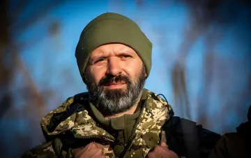 Konstantin Slobodenyuk, actor of the Chernihiv Youth Theatre and sopilka player, killed in action, in military digital camouflage