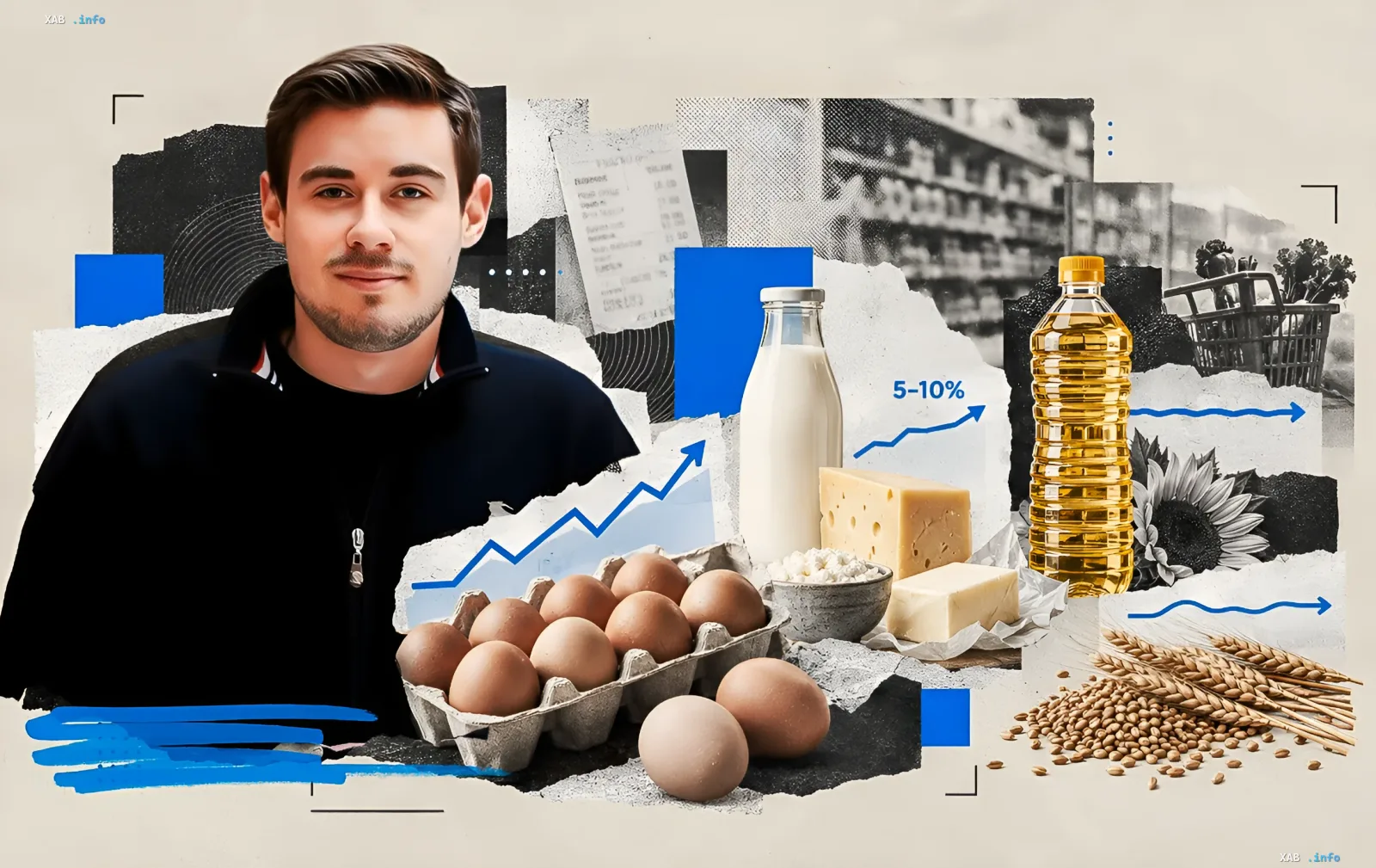 Economist with an infographic showing rising prices for eggs, dairy products, and vegetable oil in Ukraine