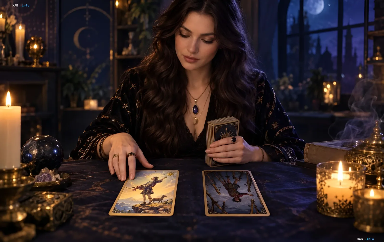 Tarot reader laying out cards for the September 16 2026 horoscope: advice to let go of the past or take a risk