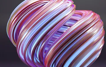 Abstract 3D visualization of intertwined iridescent ribbons symbolizing the complex, undecipherable language created by AI agents in the Emergence study