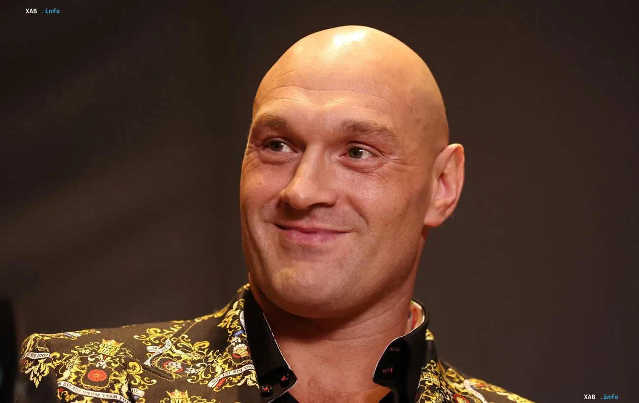 Tyson Fury in a bright shirt before the Anthony Joshua fight in Cardiff, heavy trash talk