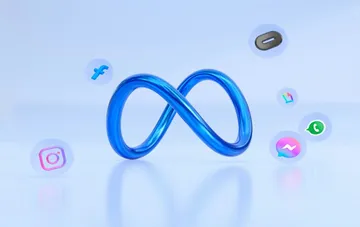 Meta's blue infinity logo surrounded by Facebook, Instagram, WhatsApp and Messenger icons — illustration for the news that Muse AI outperformed ChatGPT threefold in launch metrics per Apptopia