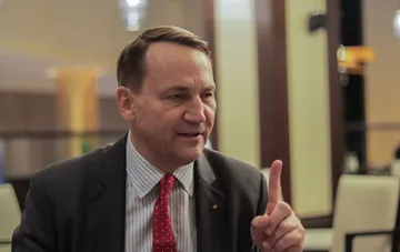 Polish Foreign Minister Radoslaw Sikorski during an interview about his personal preparation for a possible Russian attack