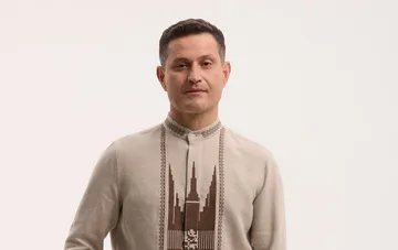 Akhtem Seitablaev in an embroidered shirt at the 'Rodychi' film screening where he introduced his new partner Olena