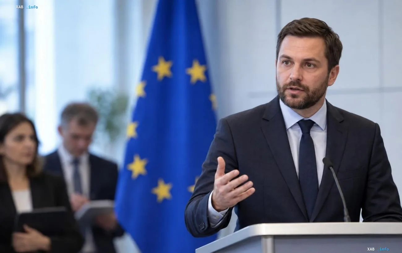 Представитель Еврокомиссии на брифинге у флага ЕС: условия финансирования Украины на 36,7 млрд евро