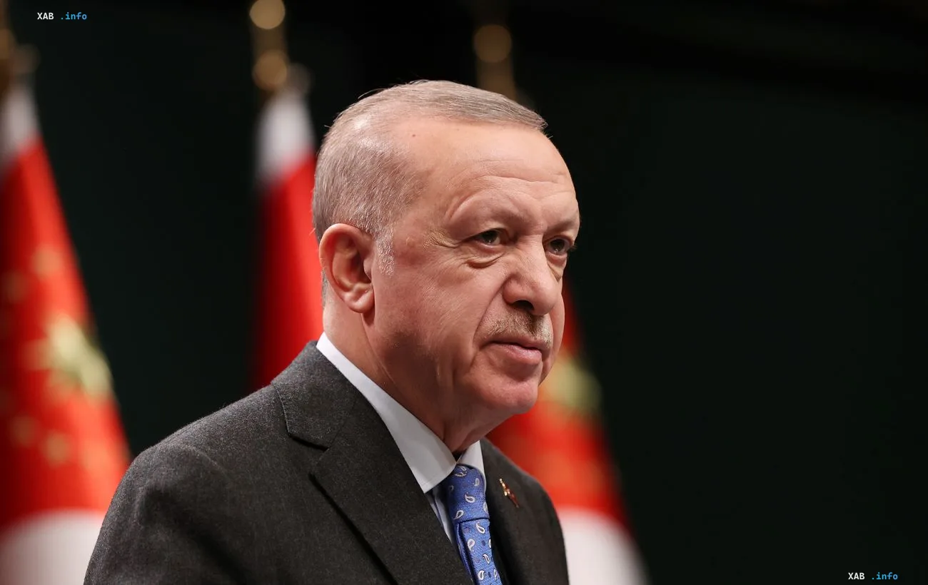 Türkei-Präsident Recep Tayyip Erdoğan vor einer Flaggenkulisse bei seiner Erklärung zur Wiederherstellung des Getreidekorridors