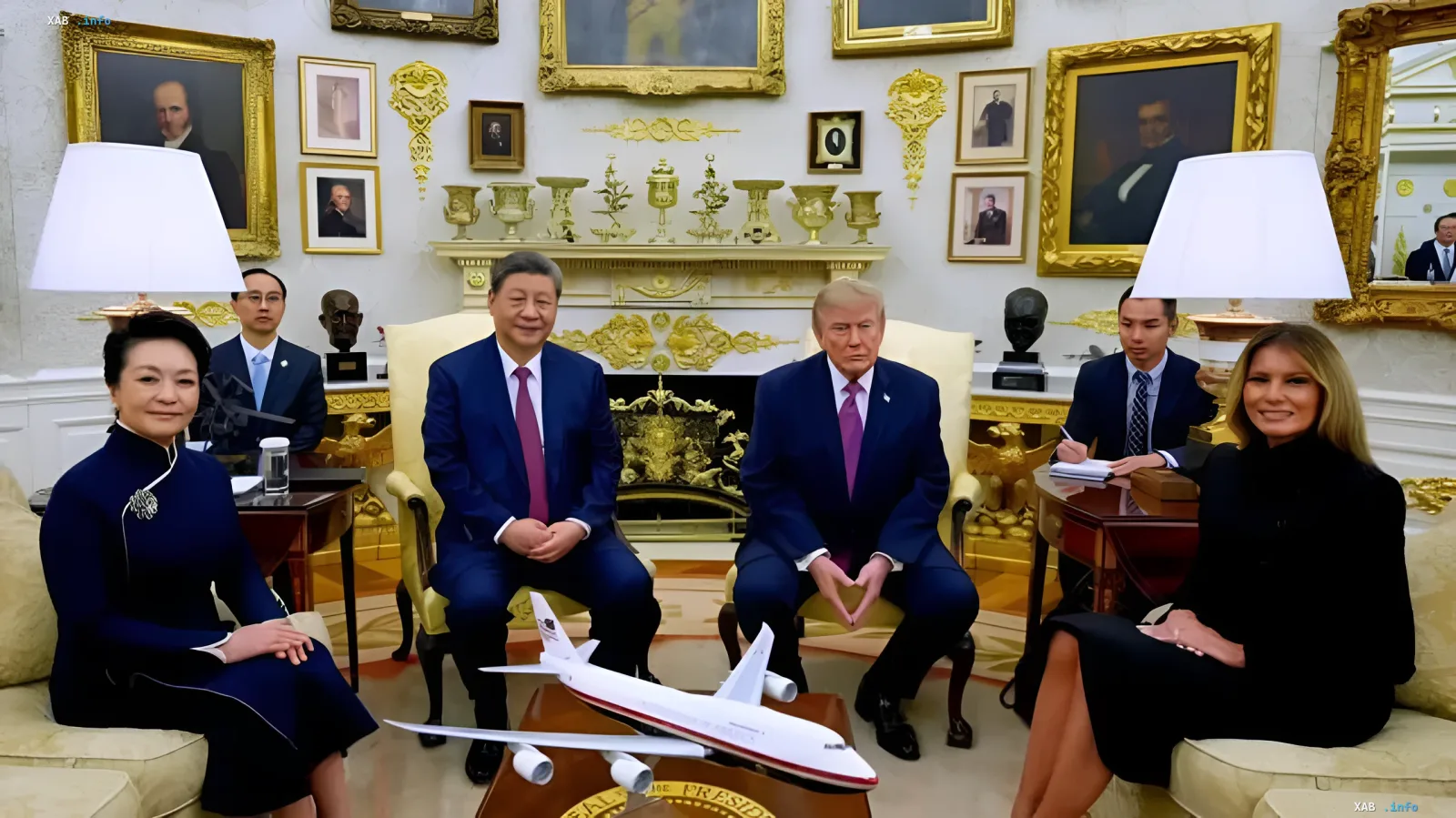 Дональд Трамп и Си Цзиньпин на торжественном приеме в Белом доме