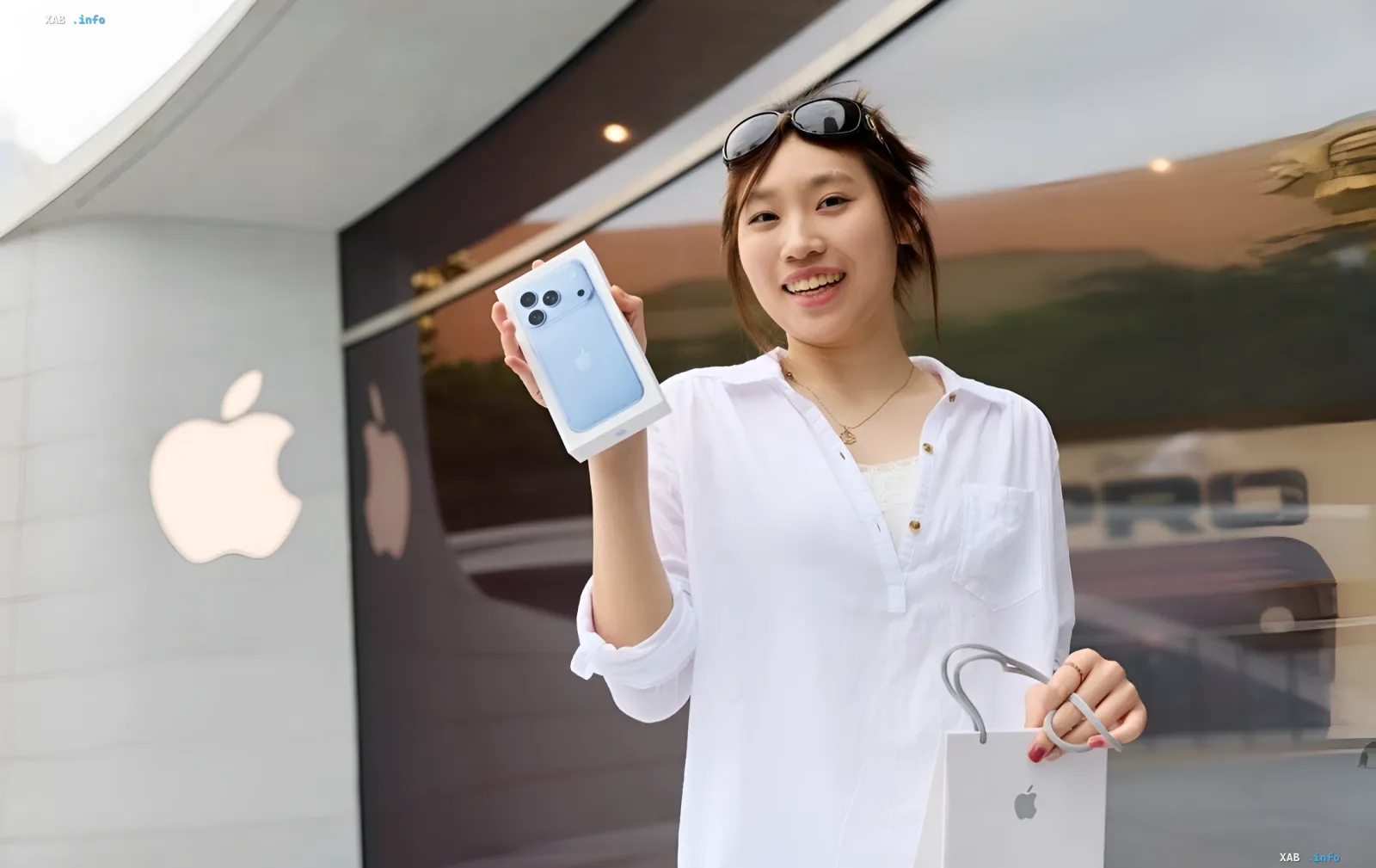 Boxes with new iPhones at a logistics center