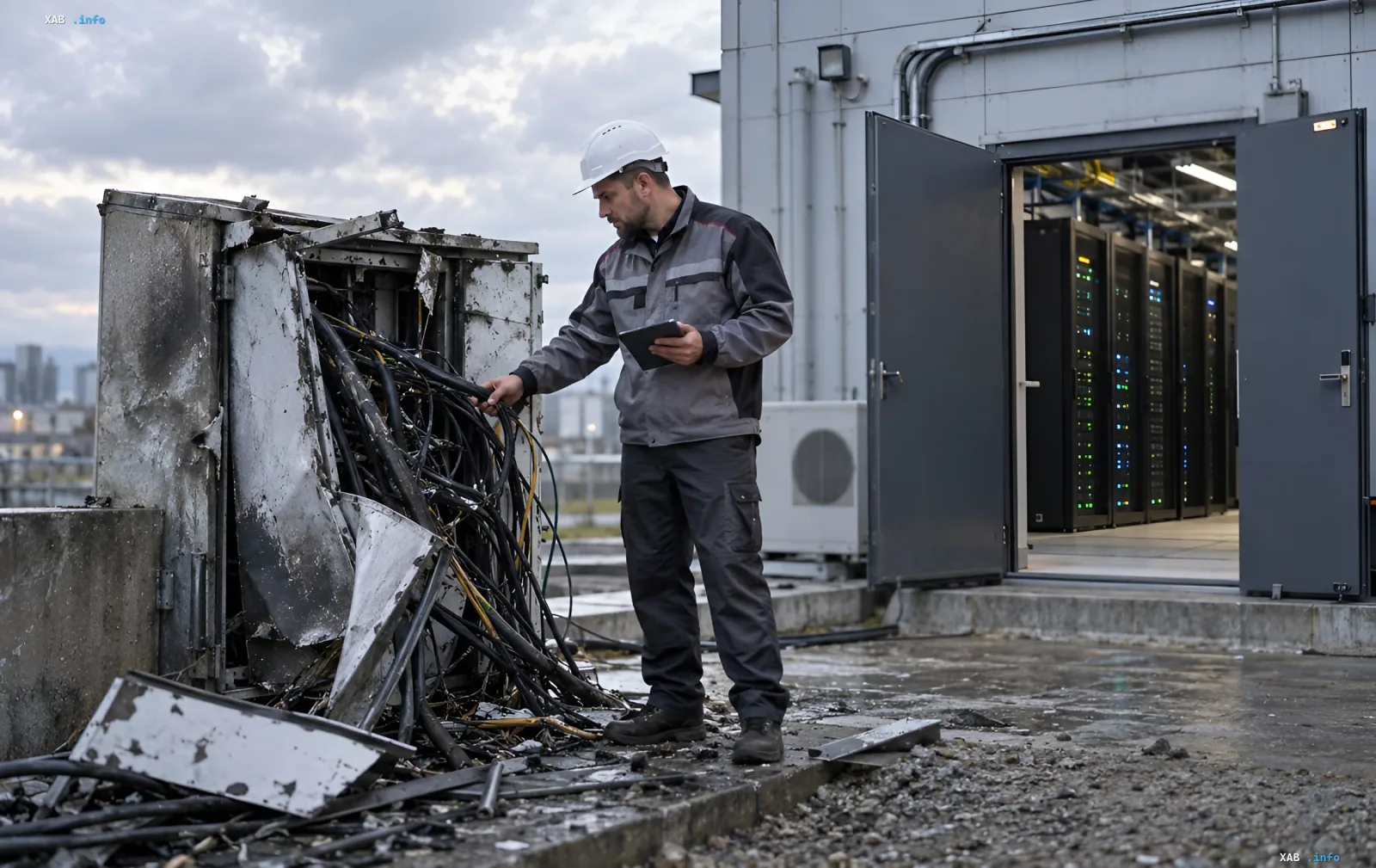Beschädigtes Datagroup-Rechenzentrum nach Beschuss