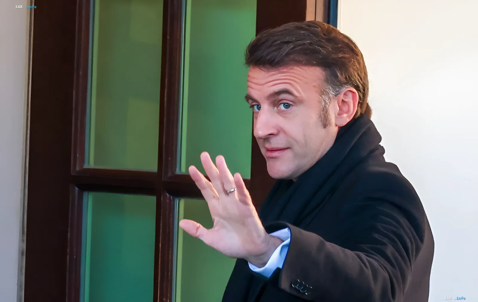 French President Emmanuel Macron making a public statement