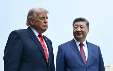 Donald Trump and Xi Jinping during talks on Taiwan