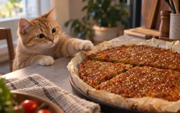 Poured pie with minced meat and mozzarella