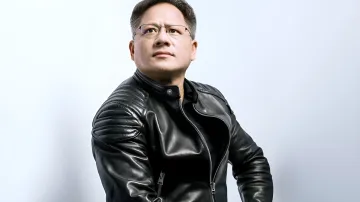 Jensen Huang presenting Nvidia artificial intelligence technologies