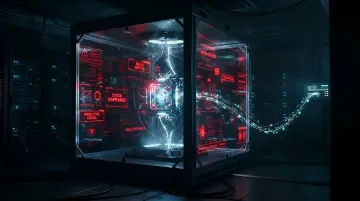 Серверное оборудование OpenAI и логотип компании на фоне цифровых схем