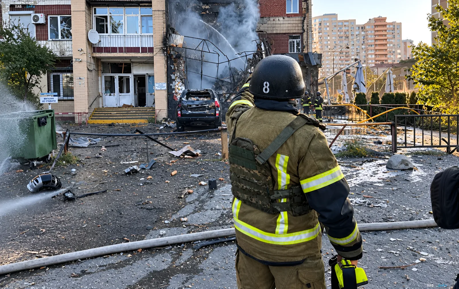 Aftermath of the morning drone strike on Kyiv infrastructure