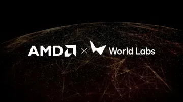 Логотип и офисные пространства AMD и World Labs