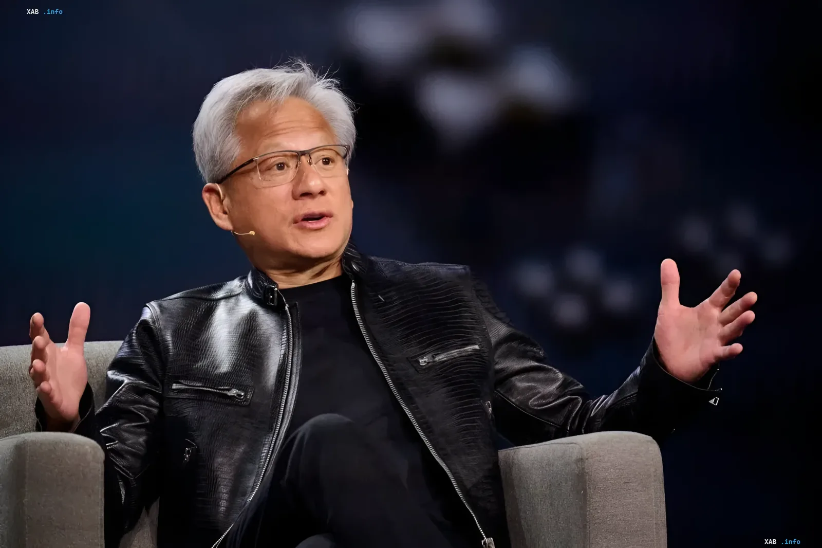 NVIDIA CEO Jensen Huang speaking at a technology conference