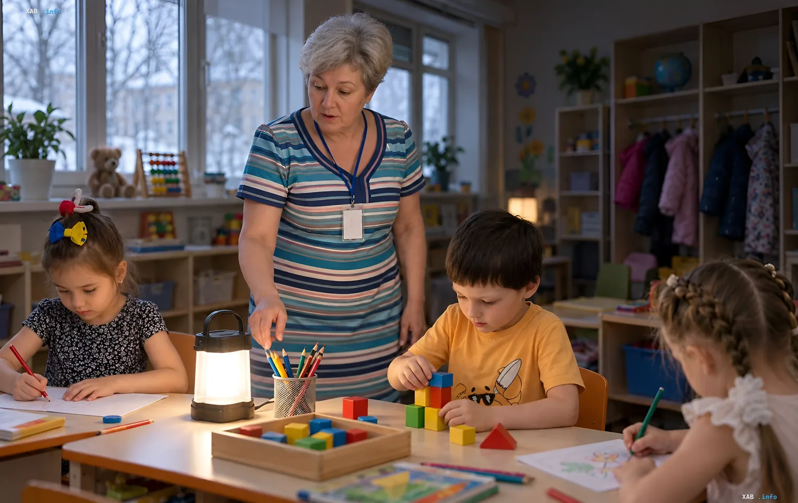 Children in kindergarten during classes