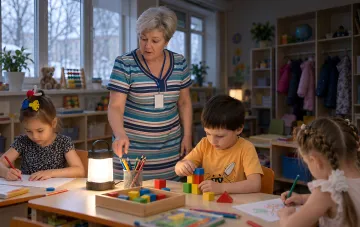 Children in kindergarten during classes