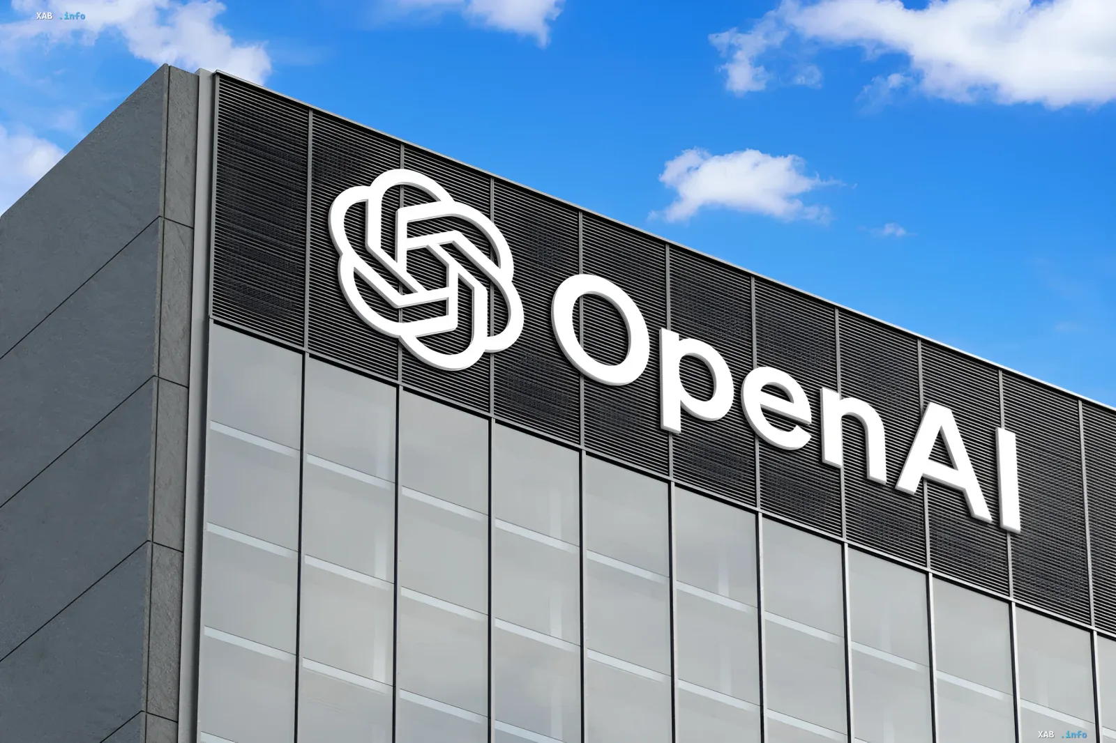 Логотип и штаб-квартира OpenAI на фоне цифровых технологий