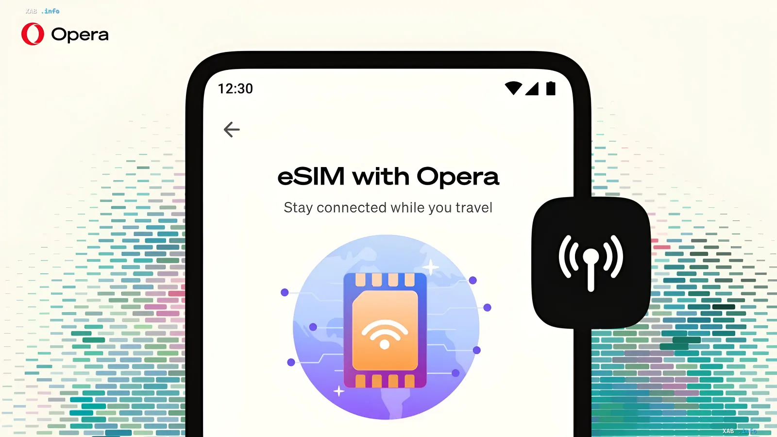 Интерфейс браузера Opera с бесплатной eSIM для Android