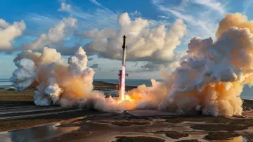 Запуск ракеты Starship компании SpaceX на орбиту