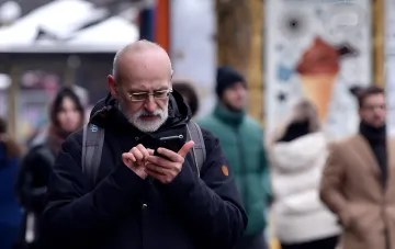 Smartphone with the logo of mobile operator Kyivstar