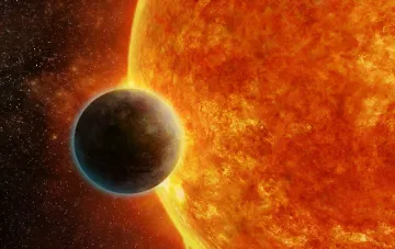 Экзопланета LHS 1140b и звездная система в художественном исполнении
