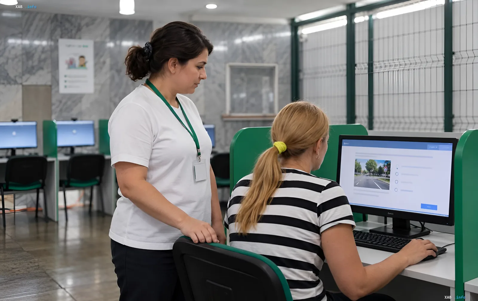 Taking the theoretical driving rules exam in English at the MIA service center