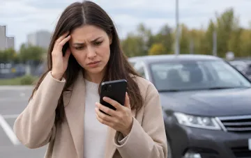 Selling a car through the Diia mobile app on a smartphone