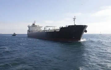 Russian tanker navigating icy Arctic waters