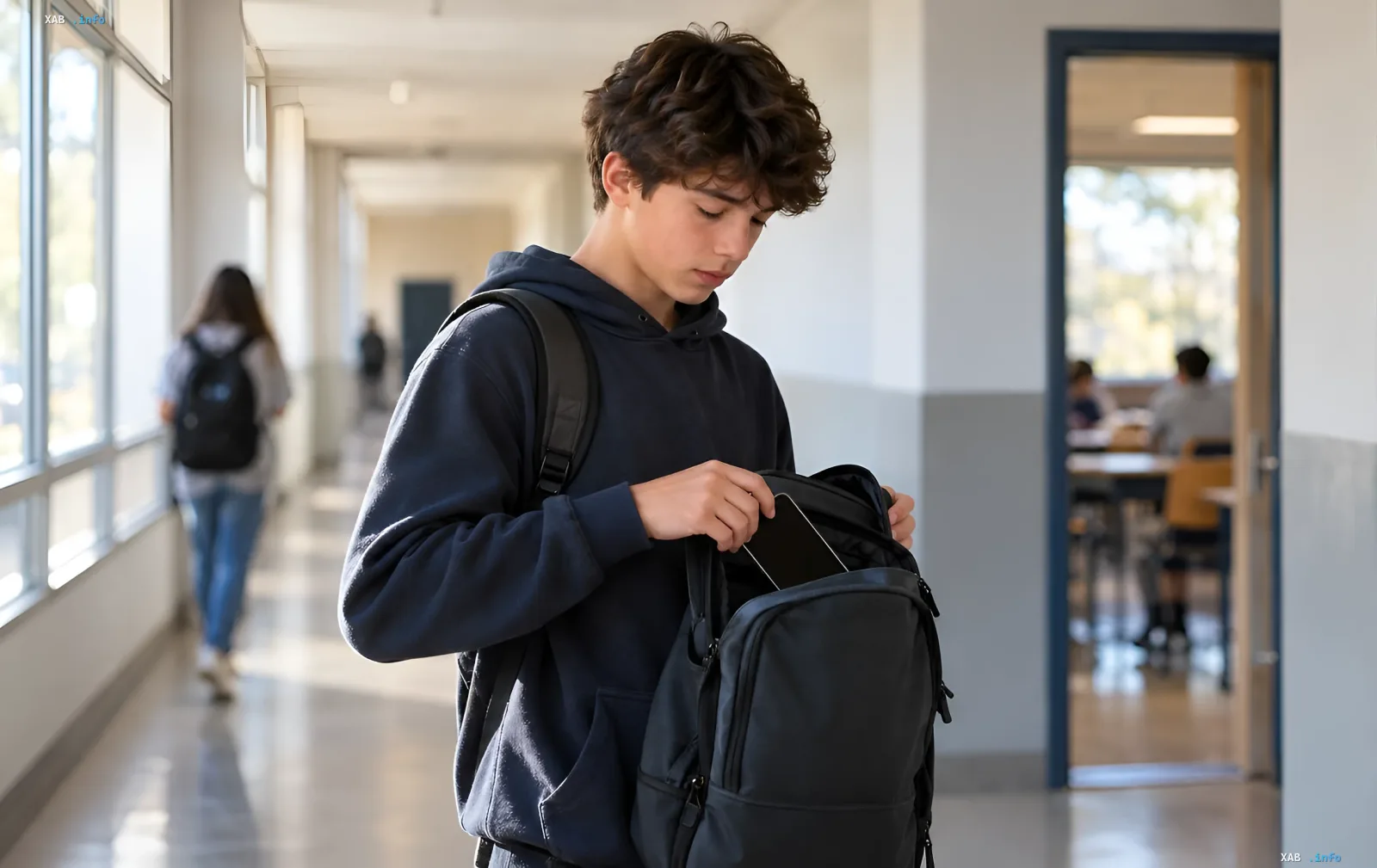 Schüler mit Smartphones während des Unterrichts in der Oblast Lwiw